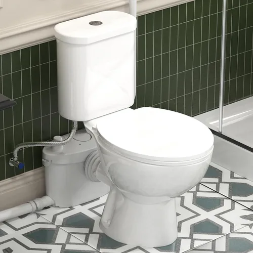 SUPERFLO Sistema de inodoro macerador de 1000 W con 4 entradas, bomba de inodoro ascendente para baño de sótano, potente bomba maceradora para