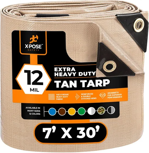 Vista 95 de Xpose Safety Lona protectora de polietileno plateado resistente de 5 x 7 pies - Funda protectora multiusos - Duradera, resistente al agua