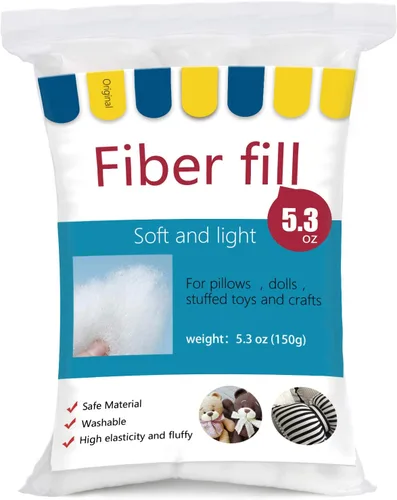 BUTUZE Fibra de poliéster, relleno de fibra premium, fibra de relleno de alta resistencia, relleno para muñecas pequeñas, edredón de almohada, 5.3