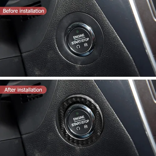 Vista 3 de SUNJIKA Compatible con 1 pieza de cubierta de botón de arranque de motor de fibra de carbono, accesorio para Ford Explorer 2013 2014 2015 2016 2017
