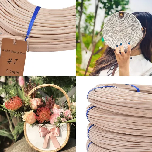 Vista 5 de Cesta redonda de caña #2 de 0.069 in de bobina de 1 libra, caña de tejer para hacer sillas y tejer de mimbre, suministros de fabricación de muebles