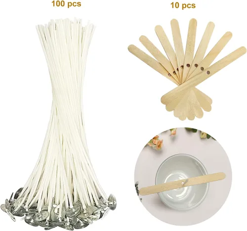 Vista 3 de 100 mecha de vela de algodón de 6 pulgadas preencerada para hacer velas, mechas de velas, velas de bricolaje, 100% algodón natural, 10 piezas