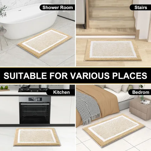 Vista 160 de OLANLY Alfombras de baño 30x20, tapete de baño de microfibra extra suave y absorbente, antideslizante, lavable a máquina, secado rápido, alfombra