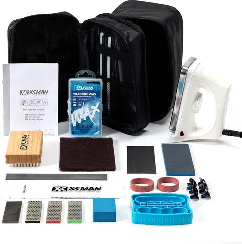 XCMAN Complete Ski Snowboard Tuning Waxing Combo Kit with Waxing Iron,Ski Wax,Side Edge Tuner,Ptex Base Repair,Gummy Stone,Diamond Stones for ski