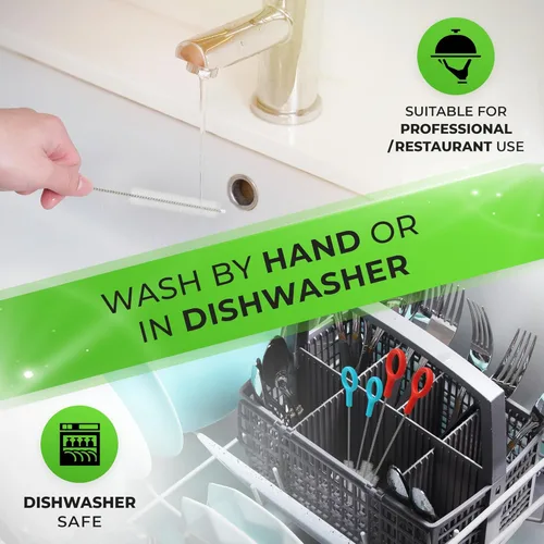 Vista 5 de Buenalife Juego de 4 cepillos de limpieza resistentes – Limpiadores de paja extra largos para pajitas reutilizables de metal y plástico