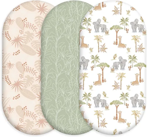 Vista 91 de Sábanas Florales para Moisés de Niña Paquete de 3, Sábana Ajustable para Colchón Transpirable y Cómoda, Moisés de Viaje Elástico y Moderno, Sábanas