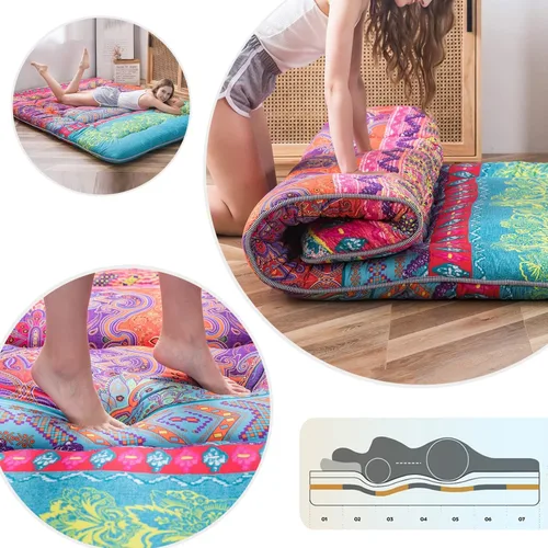Vista 21 de Shiki - Colchón de futón japonés, colchón grueso de suelo, almohadilla de dormir enrollable con funda lavable para dormitorio de invitados