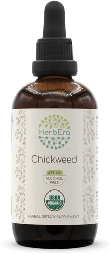Vista 5 de Chickweed B60 USDA - Tintura orgánica Extracto sin alcohol, gotas de hierbas de alta potencia Plancha orgánica certificada (Stellaria Media)
