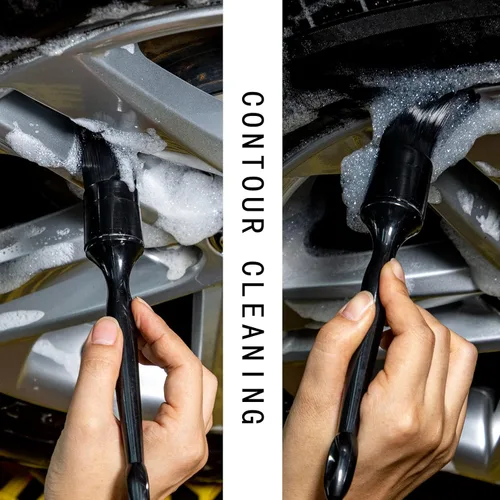 Vista 4 de Cepillo limpiador de ruedas suave sin metal, cepillo de limpieza de llantas de lana sintética, alta absorción de agua, cepillo de neumáticos denso