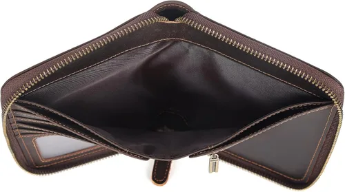 Vista 9 de Polare - Cartera de pasaporte de viaje de cuero de grano completo con cremallera YKK y bloqueo RFID, organizador de documentos, soporte para 2