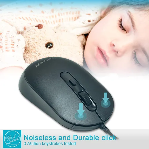 Vista 4 de YUMQUA M104 - Mouse de computadora con cable a granel, paquete de 10 ratones ópticos silenciosos con cable USB para computadora portátil