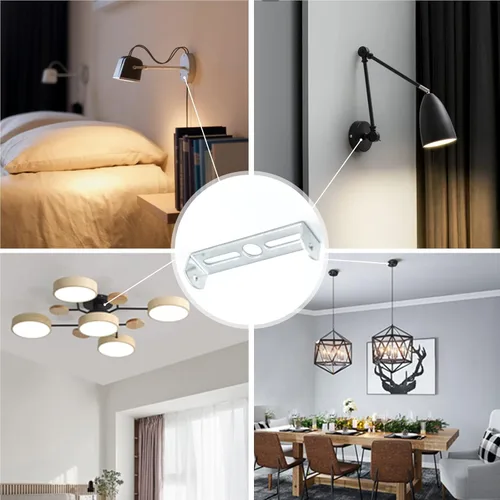 Vista 5 de 4 Packs Kit Universal de Soporte de Montaje para Luminaria Cuadrado, Placa de Luz de Techo de 3.5 Pulgadas Soporte de Pared para Barra Transversal