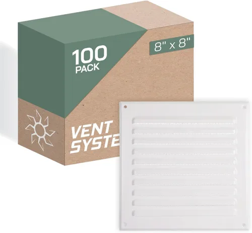 Vista 76 de Vent Systems – 3.35 x 9.84 pulgadas (interior) rejilla de ventilación de aire rectangular de metal blanco para alero, cubierta de rejilla, deflector