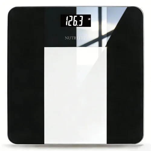 NUTRI FIT Báscula digital de baño para peso corporal, alta precisión de 0.1 libras, capacidad de 400 libras, tecnología Step-On, pantalla LCD