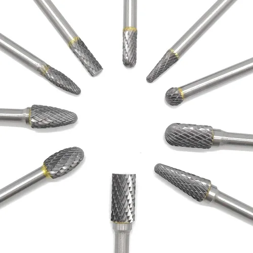 Vista 3 de 10Pcs Carbide Burrs Set 1/4" Shank, Double Cut Die Grinder Bits, Assorted Solid Tungsten Carbide Rotary Burr Set for Wood Carving Metal Working