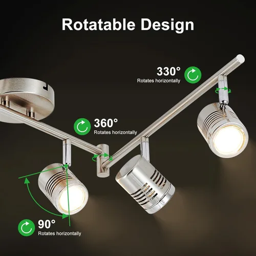 Vista 5 de DLLT - Accesorios de iluminación de pista de 6 luces, brazo oscilante, luz de techo de cocina, iluminación de riel plegable de montaje empotrado