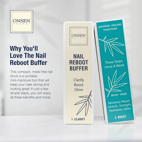 Vista 4 de Onsen Secret Paquete de crema para cutículas, lima de uñas de doble cara grano 120/180, aceite para cutículas de uñas, suero de cuidado de uñas