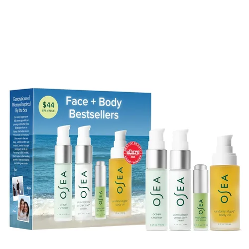 OSEA Bestsellers Set Para Cara + Cuerpo - Set de cuidado de la piel de 4 piezas - Aceite corporal, limpiador facial, crema facial y suero de ácido