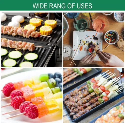 Vista 8 de Garsum Brochetas de bambú natural para barbacoa, pinchos de madera para frutas variadas, kebabs, parrilla, recursos naturales altamente renovables