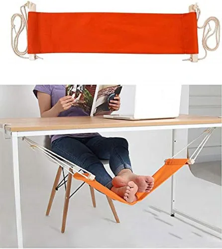 Vista 8 de Home-organizer Tech - Hamaca ajustable portátil para escritorio de esquina, oficina, reposapiés, mini hamaca para debajo del escritorio, hamaca