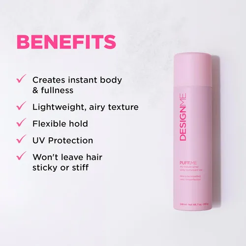 Vista 4 de Design.Me PUFF.ME Spray voluminizador y mousse voluminizador para cabello rizado Aerosol de textura seca de 7 onzas para cabello y mousse