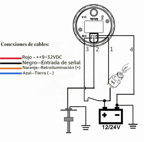 Vista 8 de SAMDO Medidor de Nivel de Combustible Digital Universal Universal Señal Ajustable de 7 Colores de Retroiluminación de 52mm 12V/24V 0-190ohm