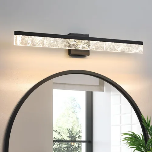 Vista 15 de AIJIASI Moderna lámpara de baño sobre el espejo, barra de luz negra de 24 pulgadas, 18 W, 3000 K, regulable, accesorios de iluminación LED