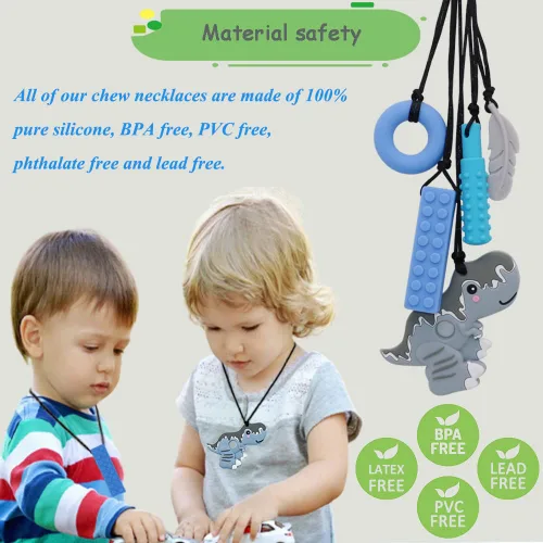 Vista 2 de Collares masticables para niños sensoriales, collar masticable sensorial para niños con TDAH, SPD, dentición, necesidades de morder, juguetes