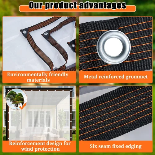 Vista 3 de ZYP Lona resistente transparente impermeable de 4x6 pies para jardín al aire libre, lona de vinilo transparente con ojales, lona impermeable