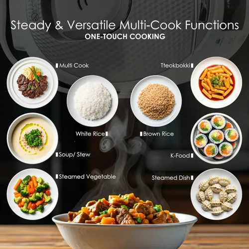 Vista 3 de MAGiC COM Arrocera digital multifuncional para 10 tazas sin cocinar (20 tazas cocidas), olla eléctrica programable 15 en 1 para arroz y granos