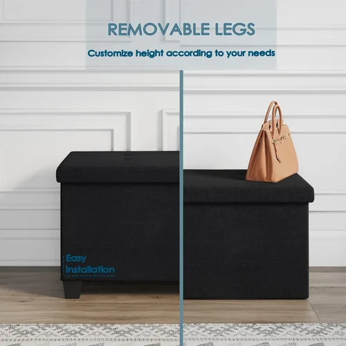 Vista 15 de Nestl Banco otomano de almacenamiento con contenedores de almacenamiento, banco de 30 pulgadas para dormitorio o sala de estar, máximo 660 libras