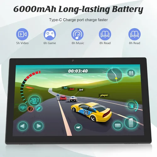 Vista 7 de Tablet Android 15, 10 pulgadas 8 GB RAM+64 GB ROM+1 TB Expand, procesador de cuatro núcleos de 1.8 GHz, tabletas 2 en 1