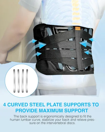 Vista 3 de Soporte de espalda para dolor de espalda baja – Cinturón de soporte lumbar ajustable con placas de acero, ciática, hernia de disco y soporte
