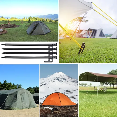 Vista 7 de 16 estacas de acero forjado resistente de 16 pulgadas + martillo de campamento + bolsa de almacenamiento