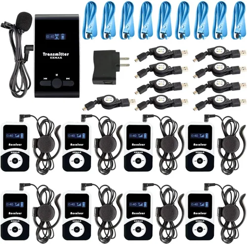 EXMAX ATG-100T, transmisor profesional de 72 MHz-76 MHz para sistema de guía de turismo profesional, sistema de monitoreo inalámbrico, para
