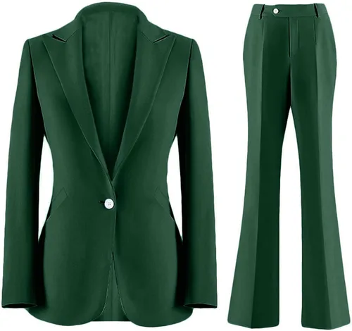 Wemaliyzd Trajes de negocios de 2 piezas para mujer, con solapa de pico y corte ajustado, pantalones blazer para oficina