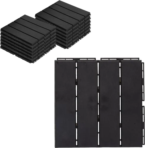 ASTEROUTDOOR Azulejos entrelazados de plástico impermeable para exteriores, 12 x 12 pulgadas, para patio, jardín, terraza, piscina, interior y Gris
