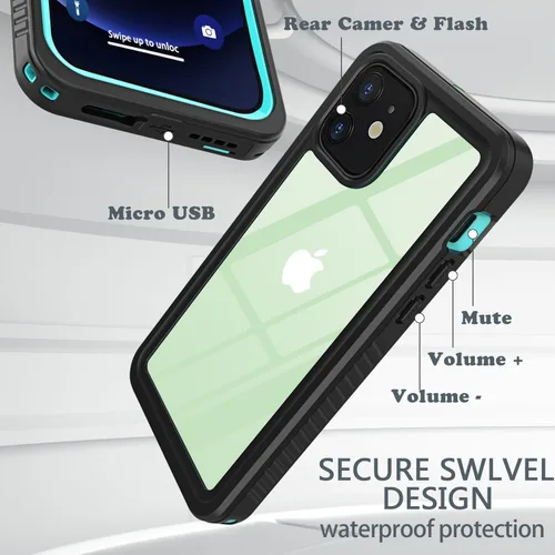 Vista 16 de Diverbox - Funda impermeable para iPhone 12, resistente al agua, a prueba de golpes, a prueba de polvo, IP68 de cuerpo entero, protector de pantalla