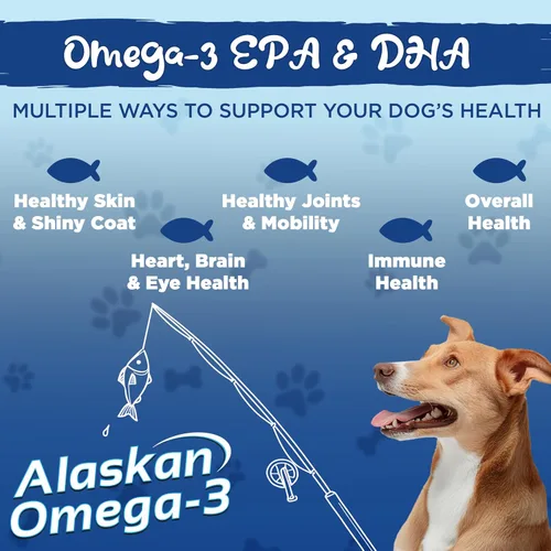 Vista 5 de Vital Planet - Masticables suaves con omega-3 de Alaska para perros, aceite de pescado salvaje de Alaska - 30 masticables suaves con sabor a nogal