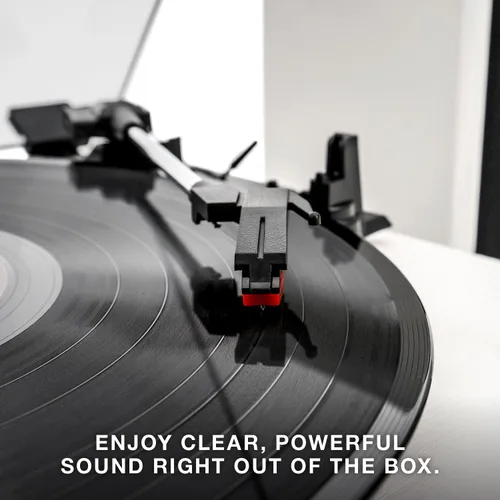 Vista 8 de Victrola Reproductor de Discos de Vinilo Montauk, Tocadiscos de 3 Velocidades Impulsado por Correa con Par de Altavoces Estéreo Bluetooth, Salida