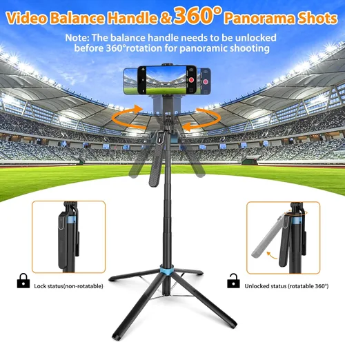Vista 4 de Trípode de palo selfie de 4 patas de 71 pulgadas para GoPro/Osmo Pocket 3/insta360/iPhone/Android, soporte de trípode para teléfono celular
