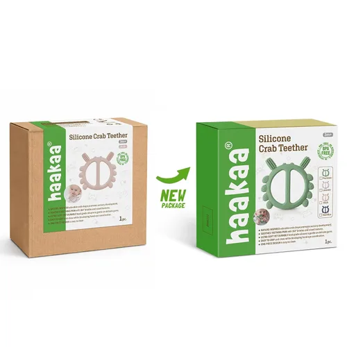 Vista 9 de Haakaa Manopla de Dentición de Cangrejo de Silicona para Bebés, Juguetes de Dentición, Cabeza de Cepillo de Dientes de 360° para Entrenamiento