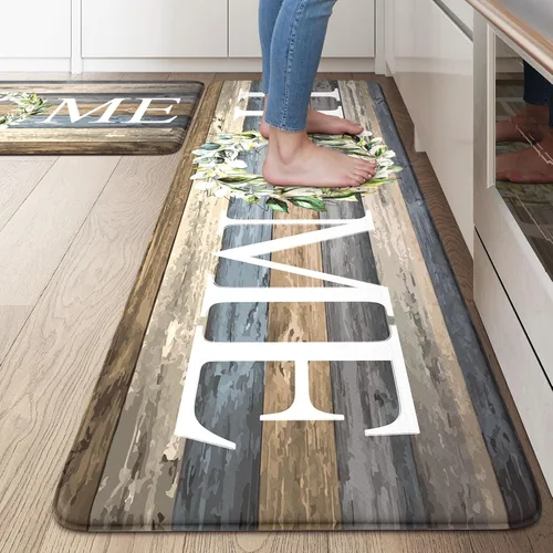 Vista 32 de KIMODE Tapete de Cocina Estilo Granja 2PCS Alfombras de Cocina Anti Fatiga Antideslizantes Impermeables Tapete de Piso de Cocina Acolchado Cómodo