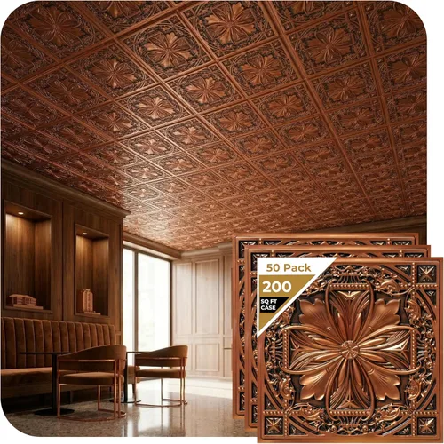 Vista 14 de From Plain To Beautiful In Hours DCT10 Milan - Azulejo de techo de PVC de 2 x 2 pies (cubiertas / 40 pies cuadrados), gris pardo antiguo, 10 piezas