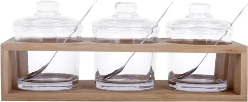 Vista 8 de Vencer Azucarero de vidrio transparente con tapa y cuchara de acero inoxidable para servir azúcar, 6.3 onzas (6.1 fl oz), recipiente de azúcar