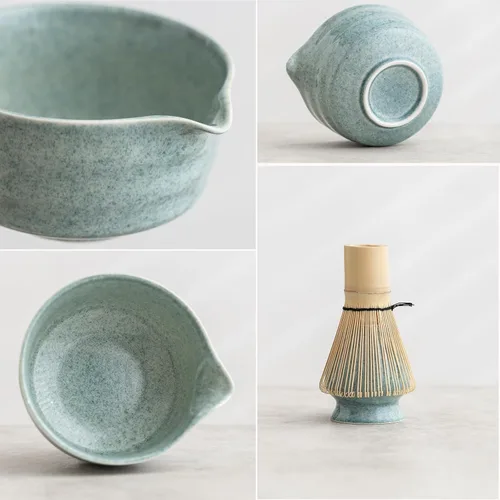 Vista 2 de Ochcahser Juego de juego de matcha, juego de batidor de matcha incluye cuenco y soporte de matcha, batidor de bambú matcha, cuchara y tamiz matcha