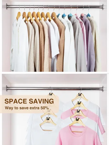 Vista 4 de Smartor Ganchos Conectores para Perchas de Ropa Paquete de 30, Almacenamiento y Organización de Armario como Perchas que Ahorran Espacio, Gancho