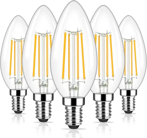 Vista 9 de Bombillas LED E12 para candelabros equivalentes a 40 vatios, bombillas vintage de 4 W regulables, bombilla Edison B11 de 470 lm, luz blanca cálida