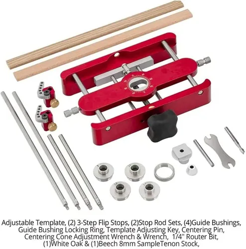 Vista 6 de Plantilla de mortaje de precisión y carpintería de espiga suelta 2 en 1 Localizador de punzón Doweling Jig Connector Fastener Herramientas