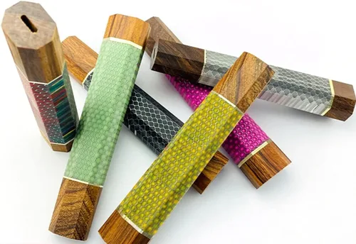 Vista 7 de Mango de cuchillo de resina de panal de abeja, mango octogonal de madera estilo japonés, material para hacer cuchillos, herramienta de bricolaje